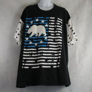 Entitee Brand Men's Short Sleeve T-Shirt, Black With Bear Flag Graphic, 4XL